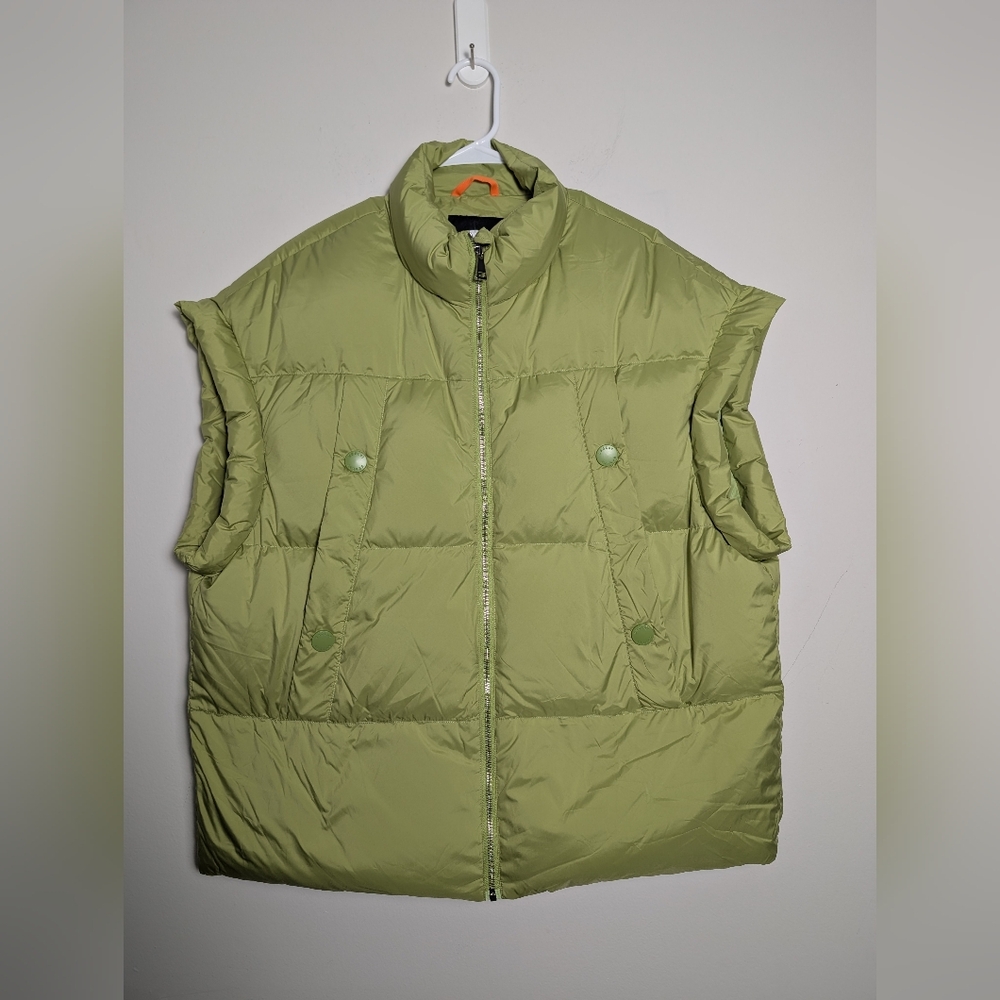Orolay Down Vest Oversized Puffer Boxy Lime Green Outdoor Sz L